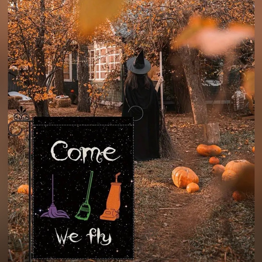 COME WE FLY HOCUS POCUS OUTDOOR FLAG, NWT - Picture 4 of 5